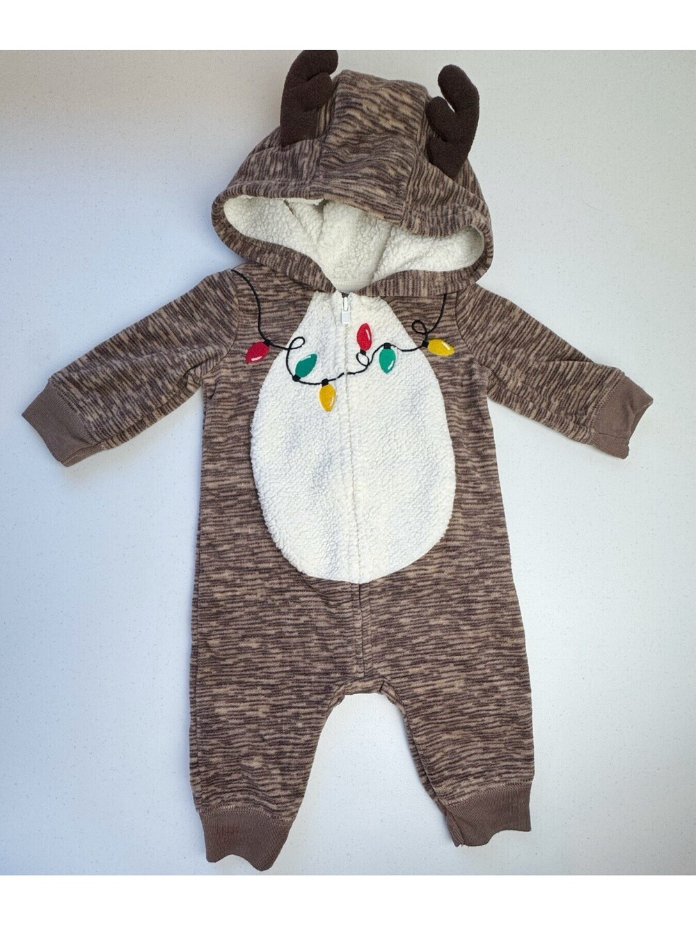Carters Reindeer Hooded One Piece 3 months
